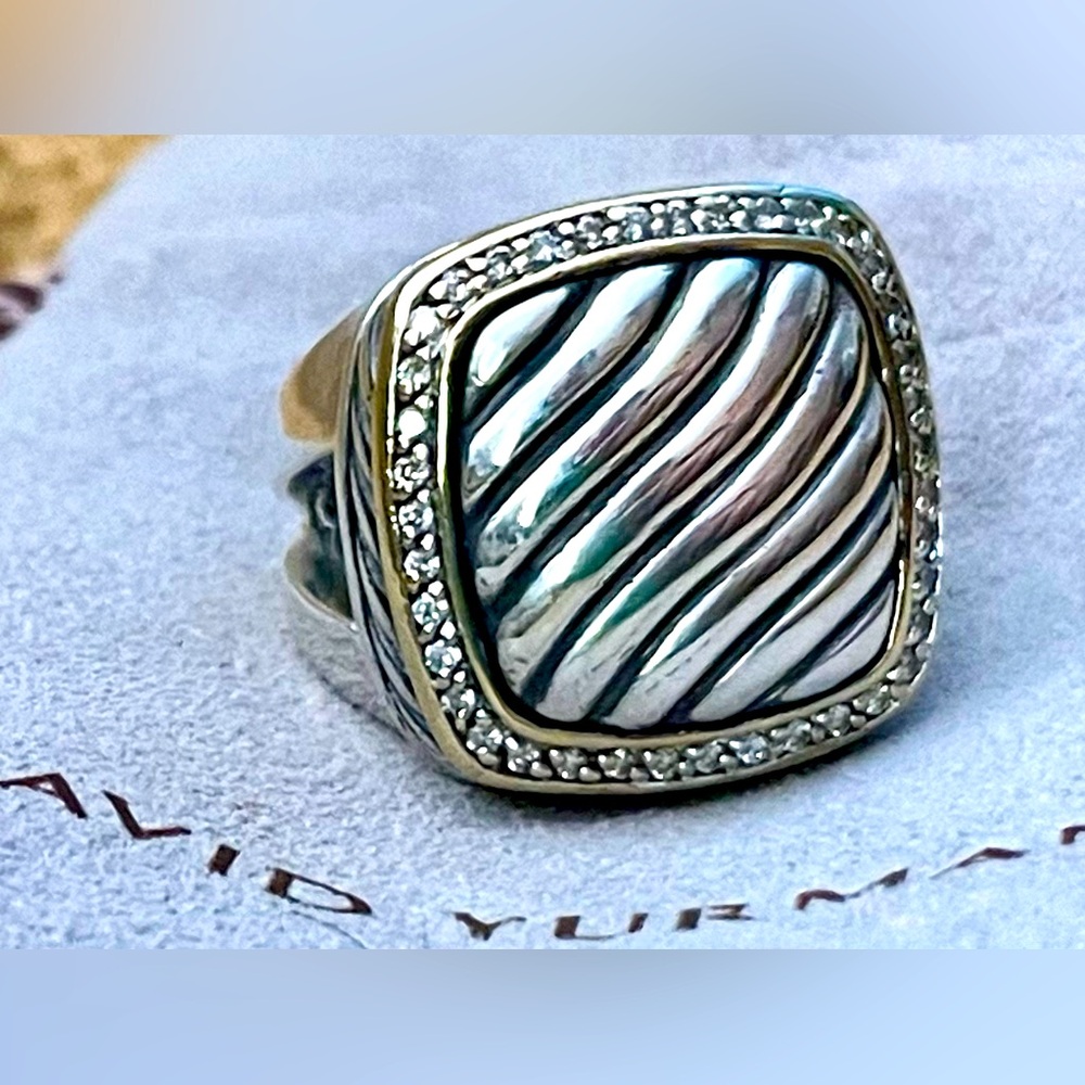 David Yurman Thoroughbred Albion Sculpted Diamond and 18k Gold Ring